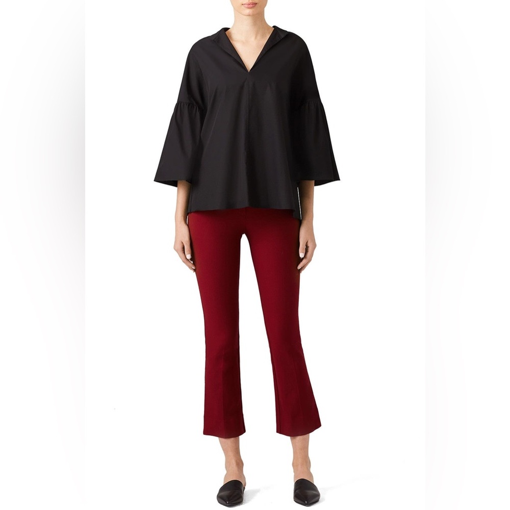 Fuzzi Italian Poplin Black Flutter Top Bell Sleeves Size Large 957